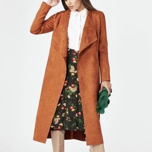 JustFab Faux Suede Drape Coat